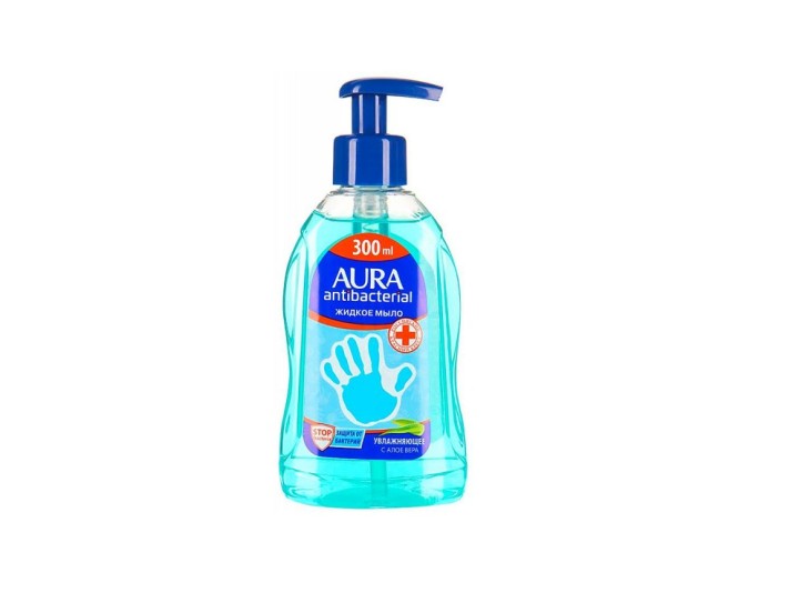 Aura Жидкое мыло 300мл для всей семьи с антибактериальным эффектом Алоэ Вера 