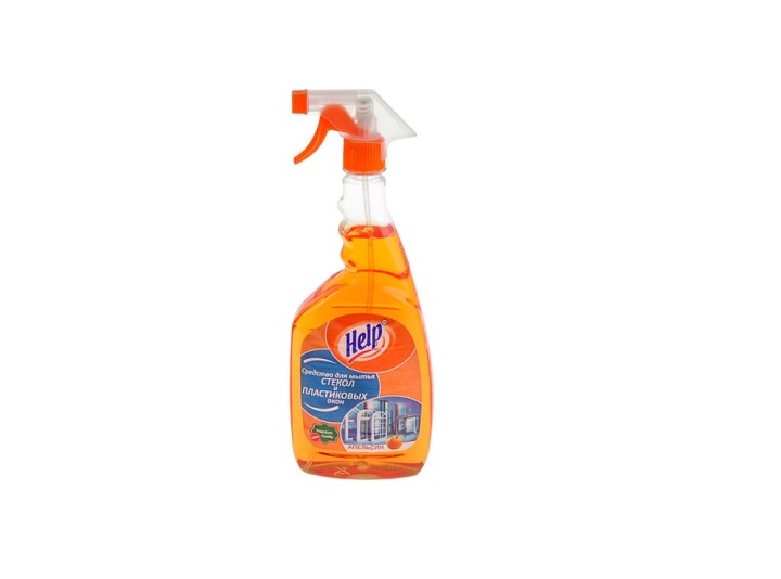 1-0336 Средство для мытья стекол 750мл Help Апельсин с распылителем